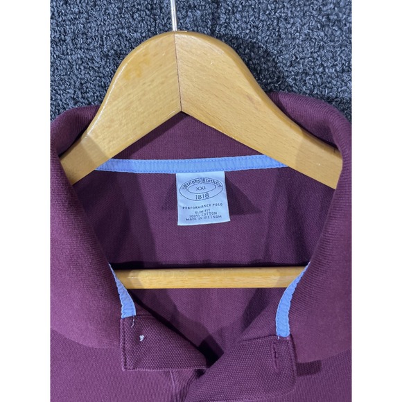 Brooks Brothers 1818 Performance Polo Mens XXL Slim Fit Burgundy Cotton Pique - Picture 3 of 8